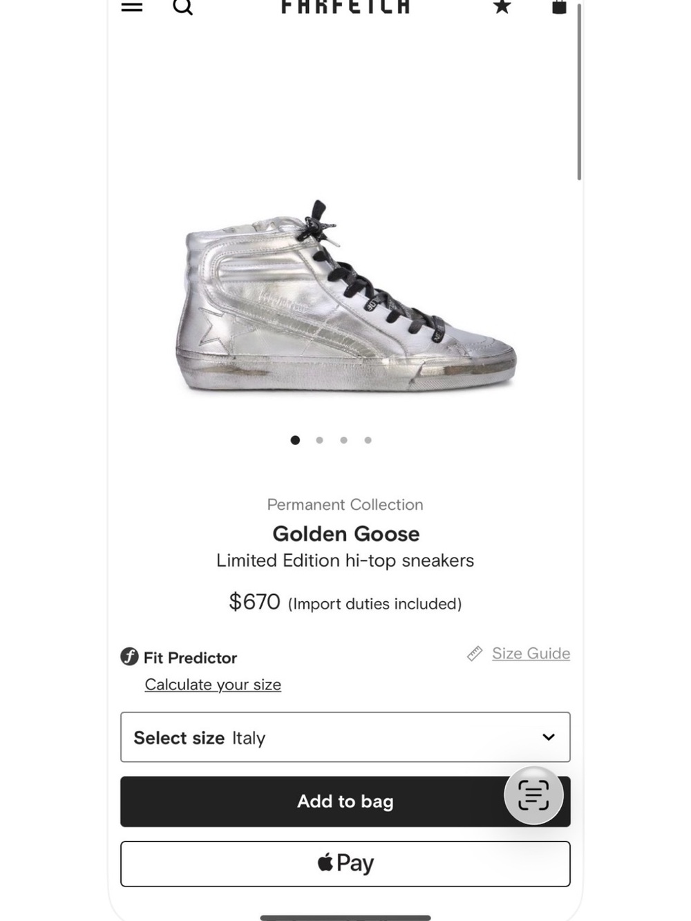 Golden Goose silver
Limited Edition hi-top sneakers